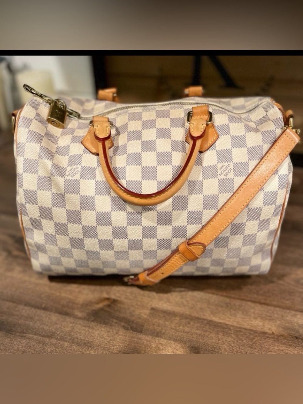 Louis Vuitton Damier Azur Canvas Speedy 30 Bandoulière - Cream and Light Beige
